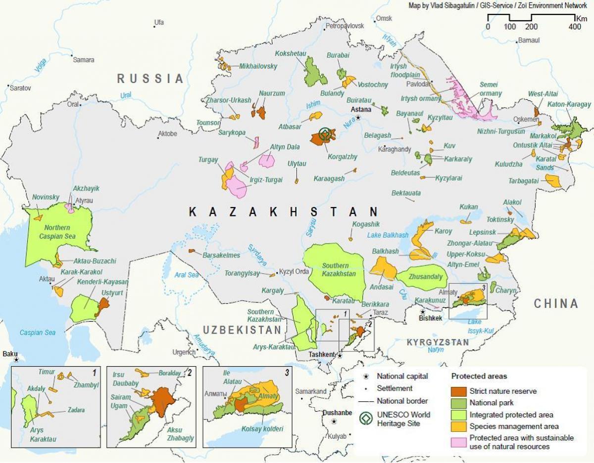 mapa de Kazajstán de los recursos naturales