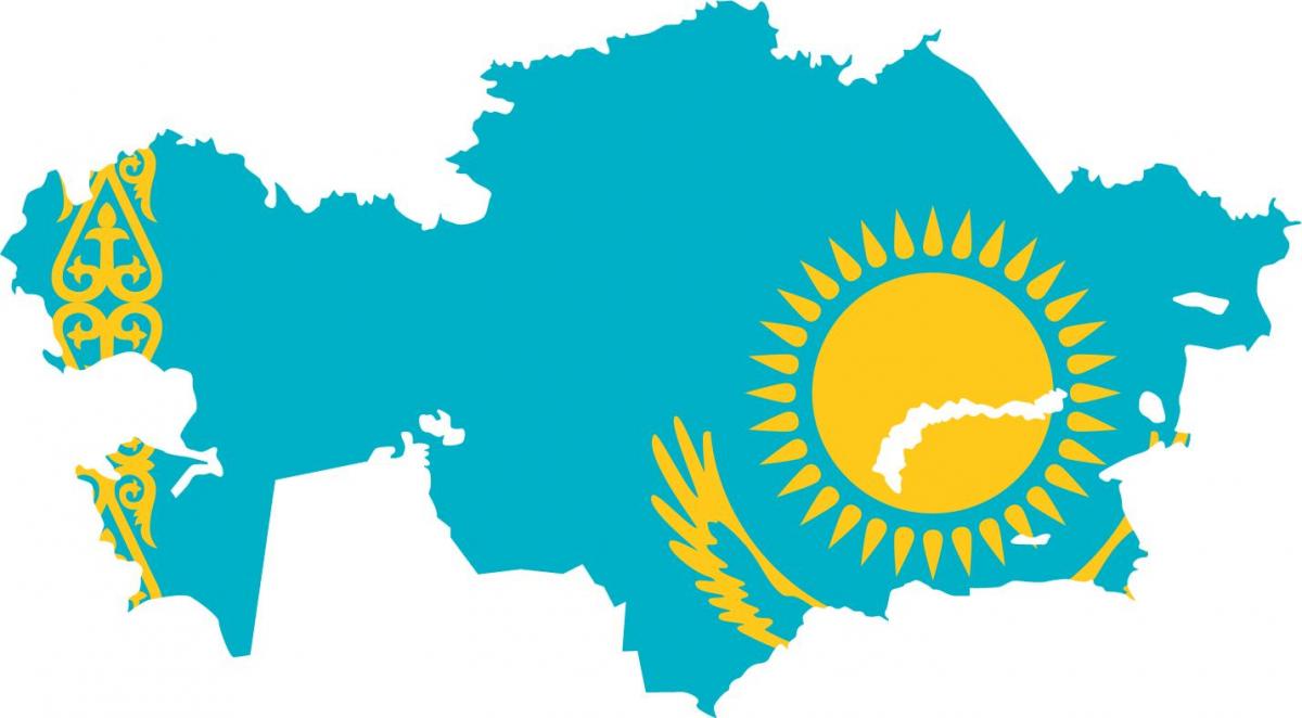mapa de la bandera de Kazajstán