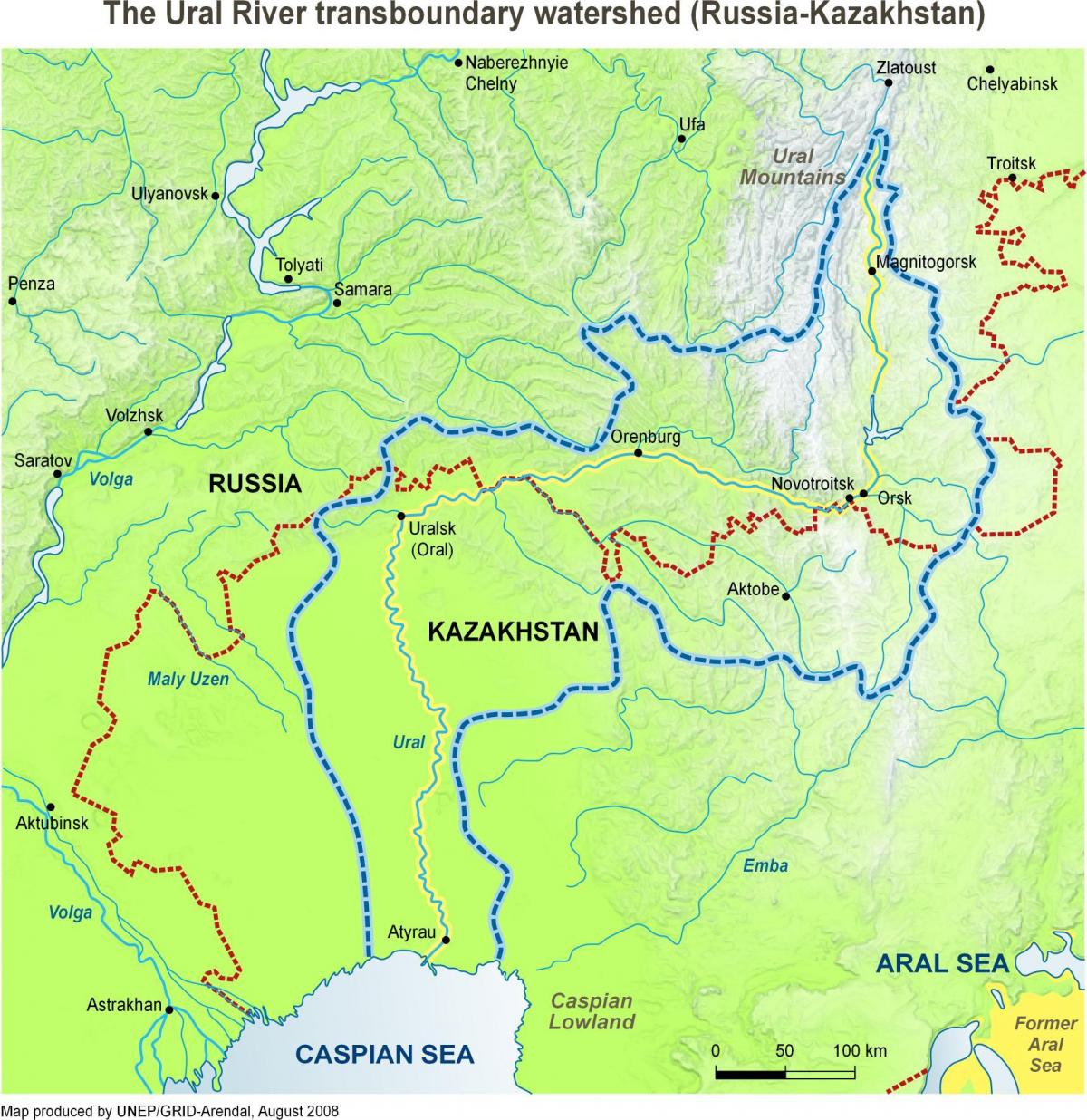 mapa de Kazajstán río