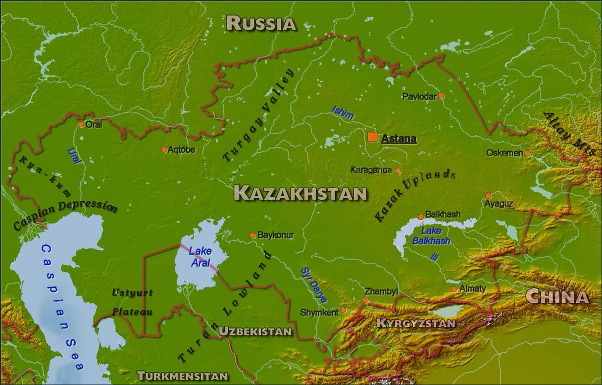 mapa de Kazajstán física