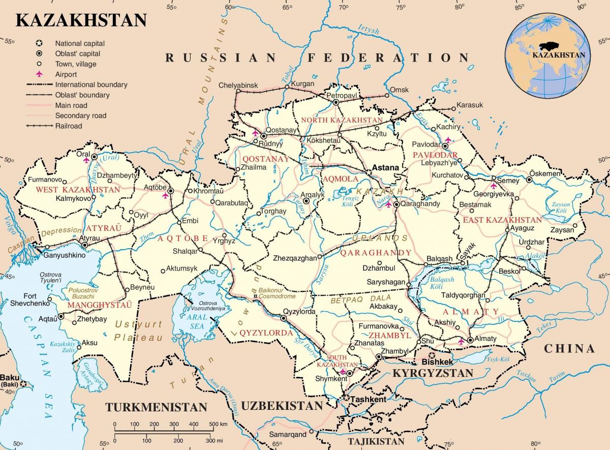 mapa de Kazajstán político