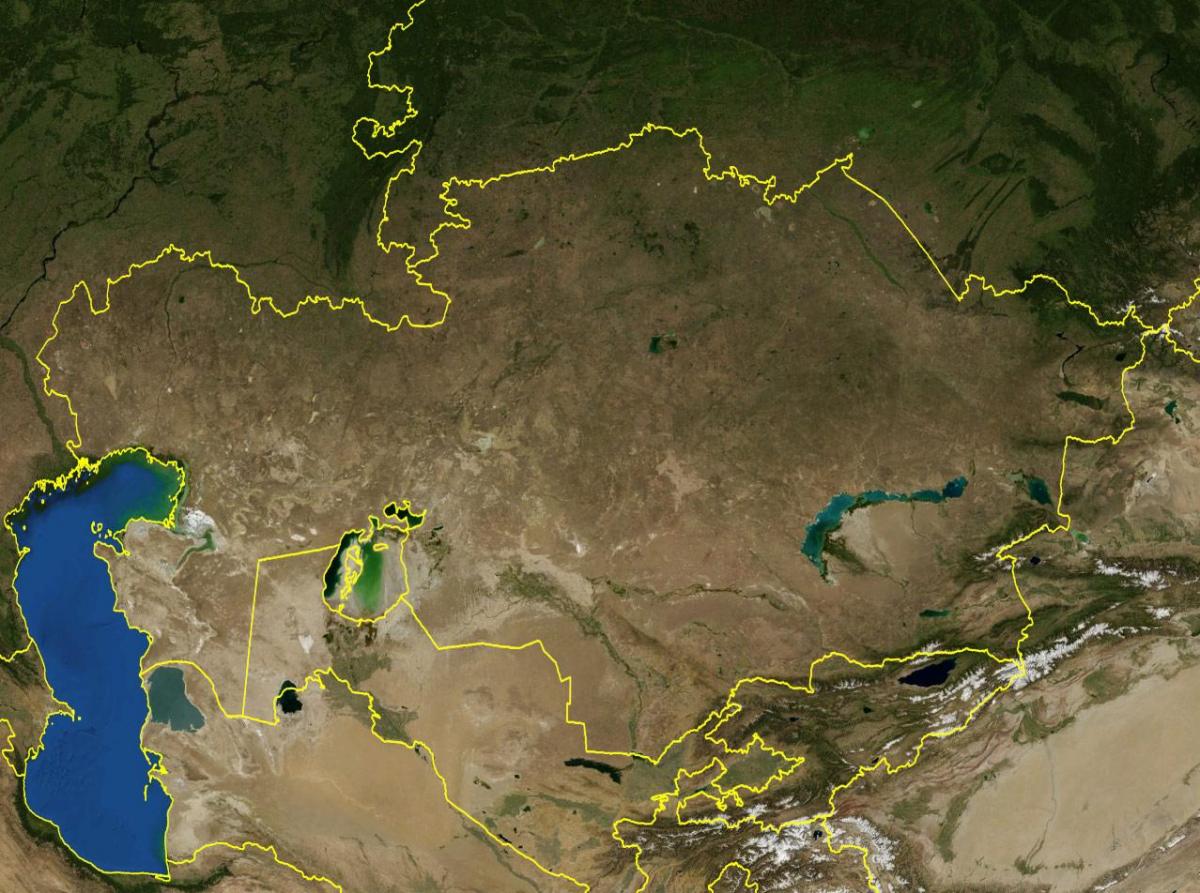 el mapa topográfico de Kazajstán