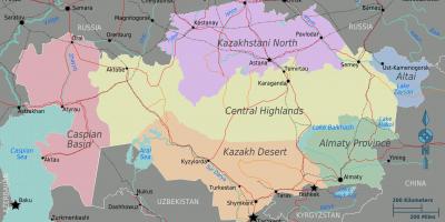 Mapa de las regiones de Kazajstán